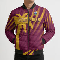 Custom West Indies Cricket Bomber Puffer Jacket Palm Tree Sunburst Glory