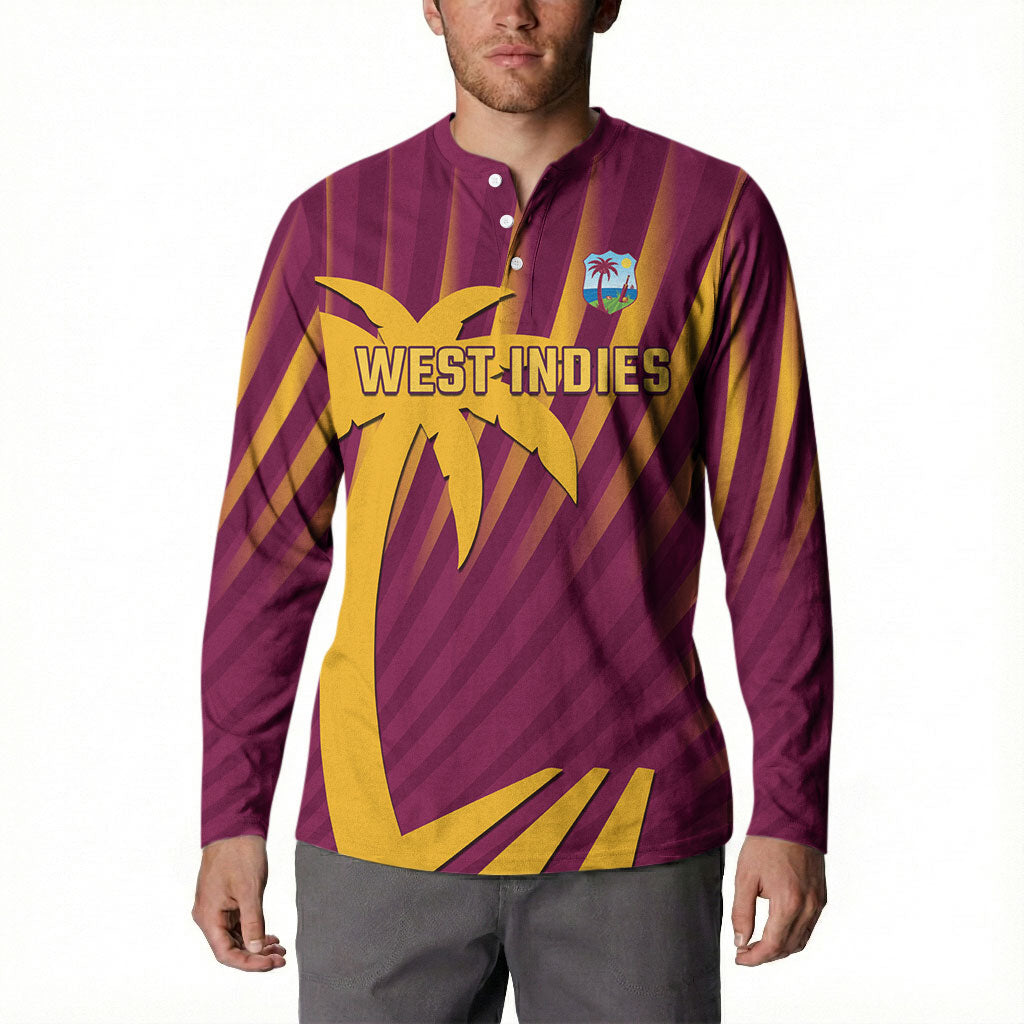 Custom West Indies Cricket Button Sweatshirt Palm Tree Sunburst Glory