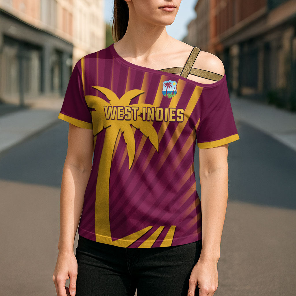 Custom West Indies Cricket Cross Shoulder Shirt Palm Tree Sunburst Glory