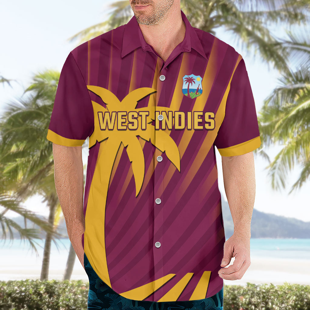 Custom West Indies Cricket Hawaiian Shirt Palm Tree Sunburst Glory