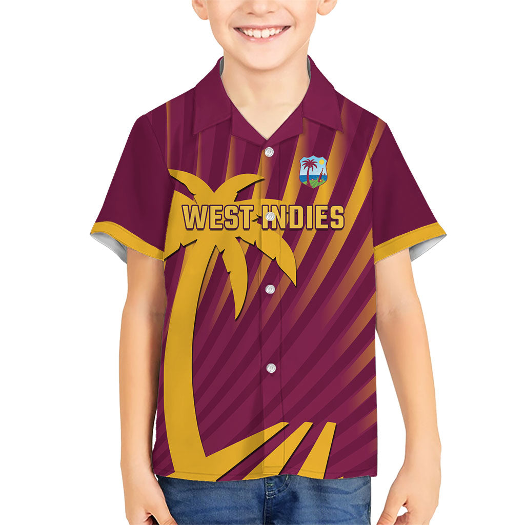 Custom West Indies Cricket Kid Hawaiian Shirt Palm Tree Sunburst Glory