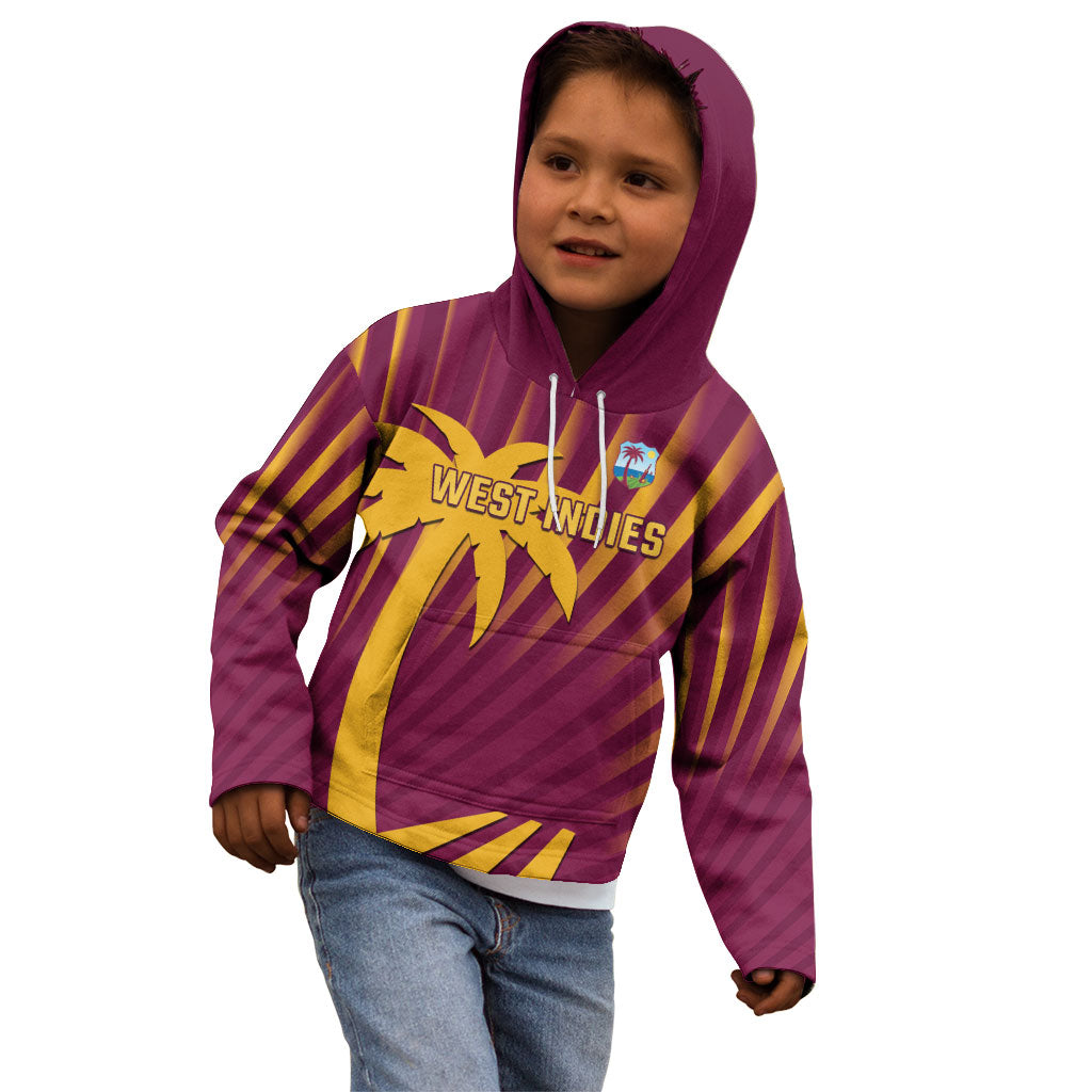 Custom West Indies Cricket Kid Hoodie Palm Tree Sunburst Glory