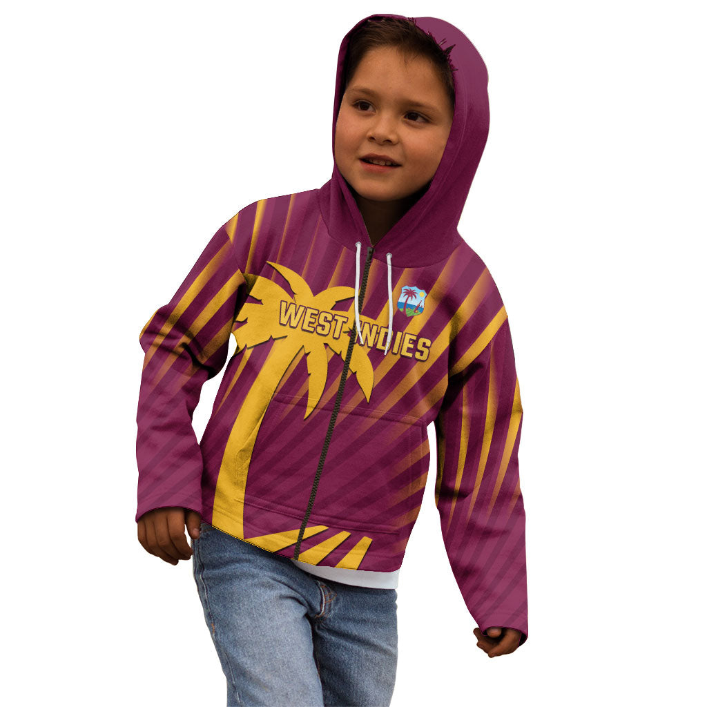 Custom West Indies Cricket Kid Hoodie Palm Tree Sunburst Glory
