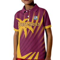 Custom West Indies Cricket Kid Polo Shirt Palm Tree Sunburst Glory