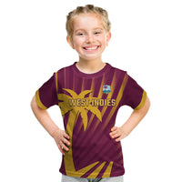 Custom West Indies Cricket Kid T Shirt Palm Tree Sunburst Glory