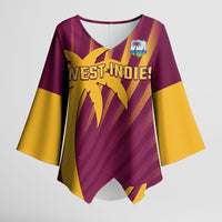 Custom West Indies Cricket Kimono Sleeve Blouse Palm Tree Sunburst Glory