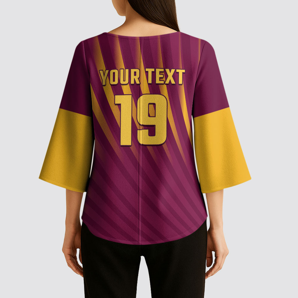 Custom West Indies Cricket Kimono Sleeve Blouse Palm Tree Sunburst Glory