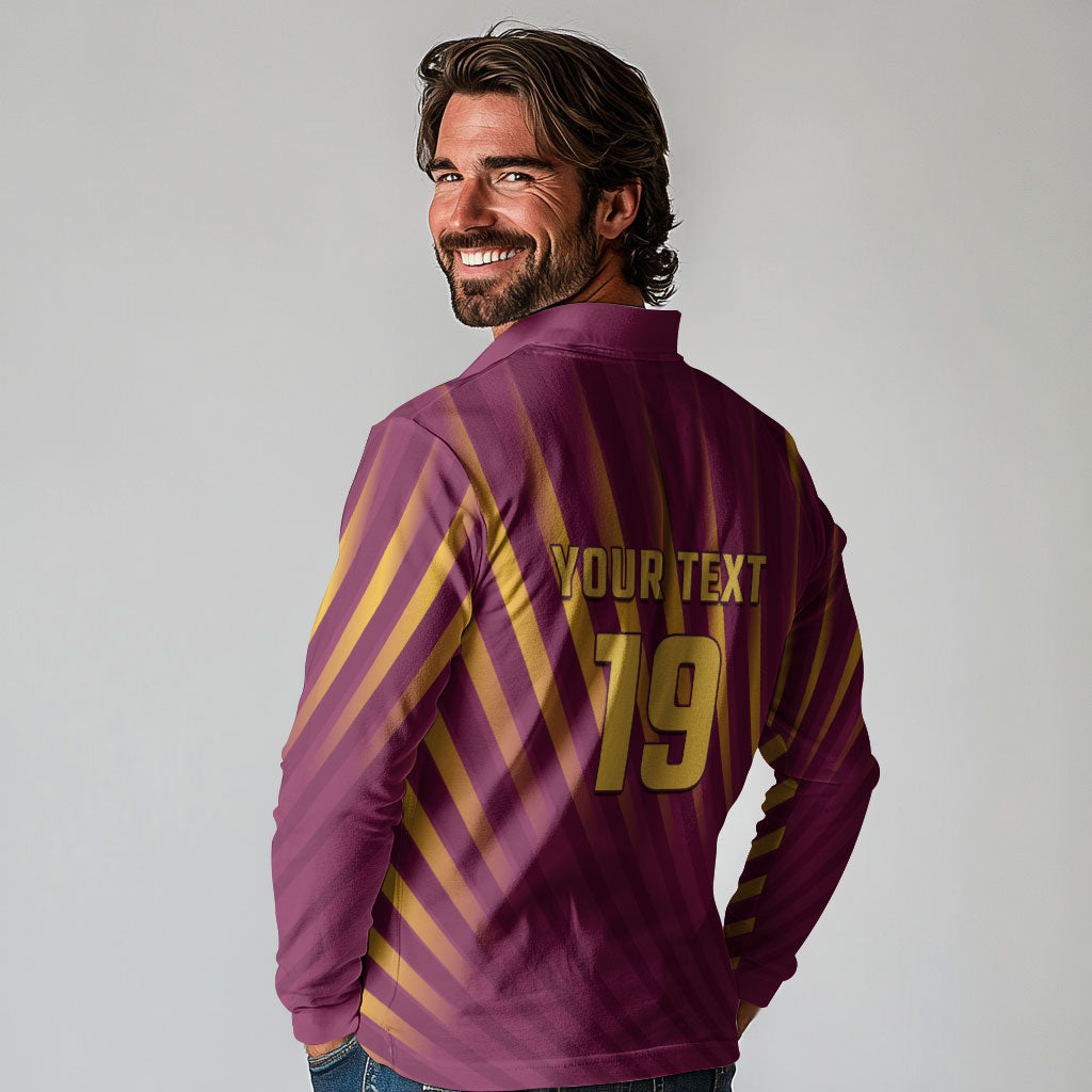 Custom West Indies Cricket Long Sleeve Polo Shirt Palm Tree Sunburst Glory