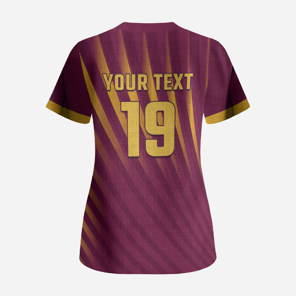 Custom West Indies Cricket Scrub Top Palm Tree Sunburst Glory