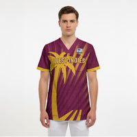 Custom West Indies Cricket Scrub Top Palm Tree Sunburst Glory