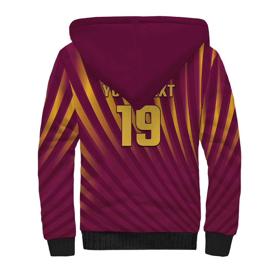 Custom West Indies Cricket Sherpa Hoodie Palm Tree Sunburst Glory