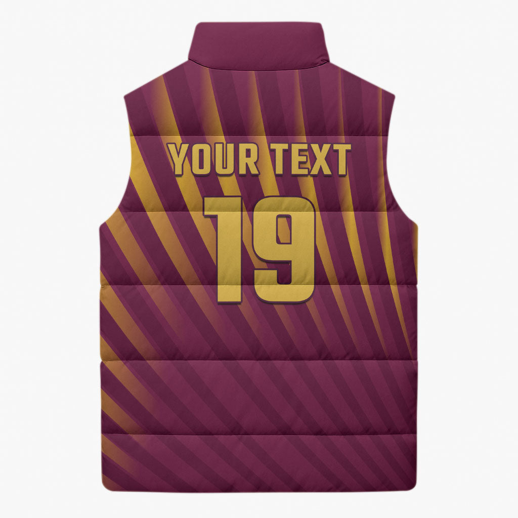 Custom West Indies Cricket Sleeveless Puffer Jacket Palm Tree Sunburst Glory