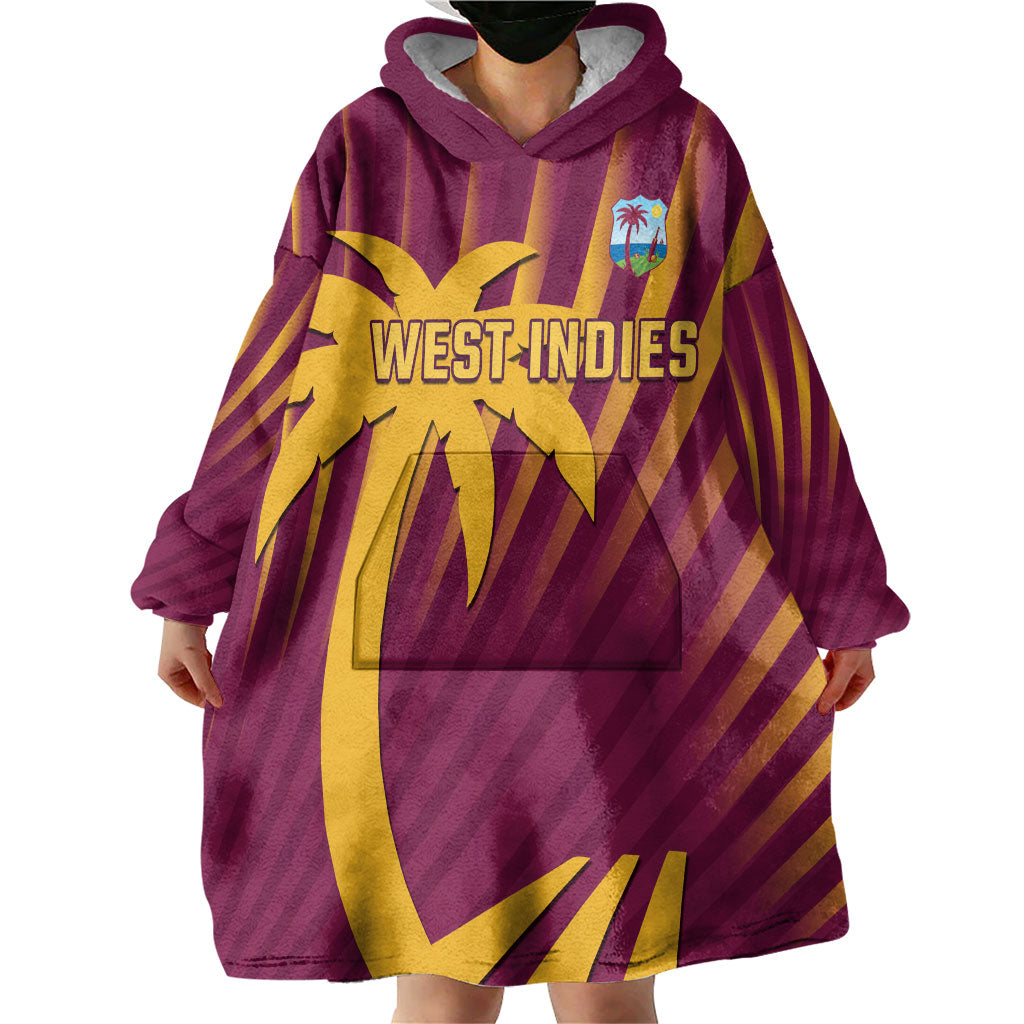 Custom West Indies Cricket Wearable Blanket Hoodie Palm Tree Sunburst Glory