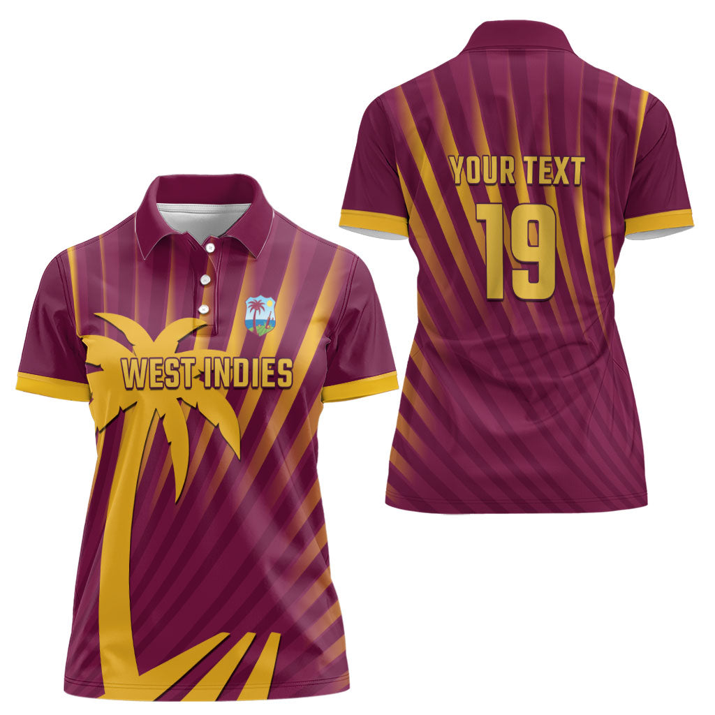 Custom West Indies Cricket Women Polo Shirt Palm Tree Sunburst Glory