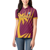 Custom West Indies Cricket Women Polo Shirt Palm Tree Sunburst Glory