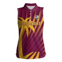 Custom West Indies Cricket Women Sleeveless Polo Shirt Palm Tree Sunburst Glory