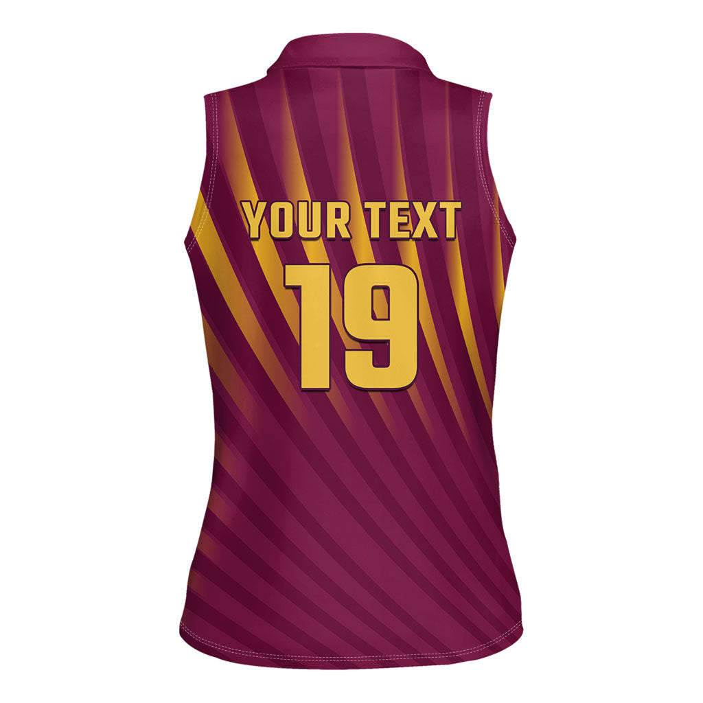 Custom West Indies Cricket Women Sleeveless Polo Shirt Palm Tree Sunburst Glory