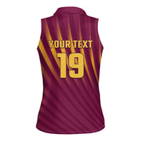 Custom West Indies Cricket Women Sleeveless Polo Shirt Palm Tree Sunburst Glory