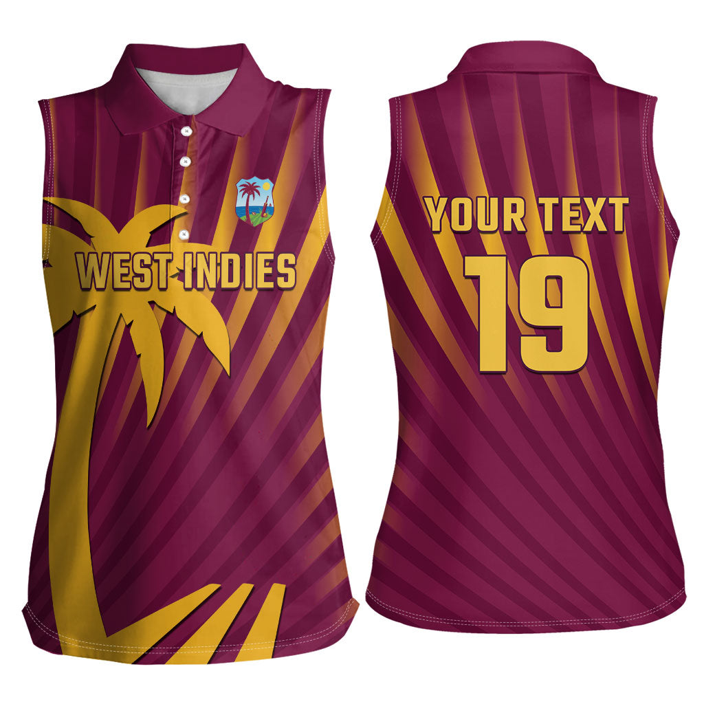 Custom West Indies Cricket Women Sleeveless Polo Shirt Palm Tree Sunburst Glory