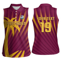 Custom West Indies Cricket Women Sleeveless Polo Shirt Palm Tree Sunburst Glory