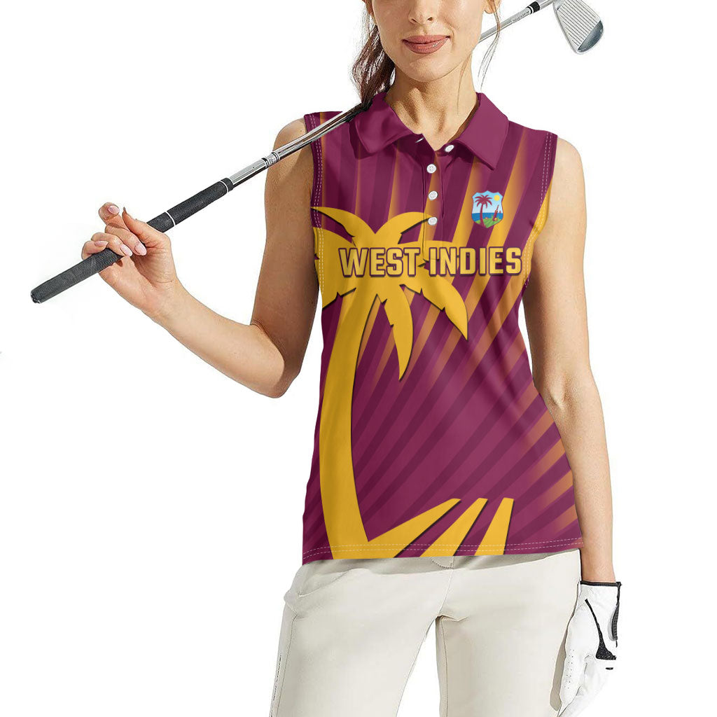 Custom West Indies Cricket Women Sleeveless Polo Shirt Palm Tree Sunburst Glory