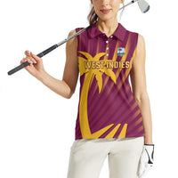 Custom West Indies Cricket Women Sleeveless Polo Shirt Palm Tree Sunburst Glory