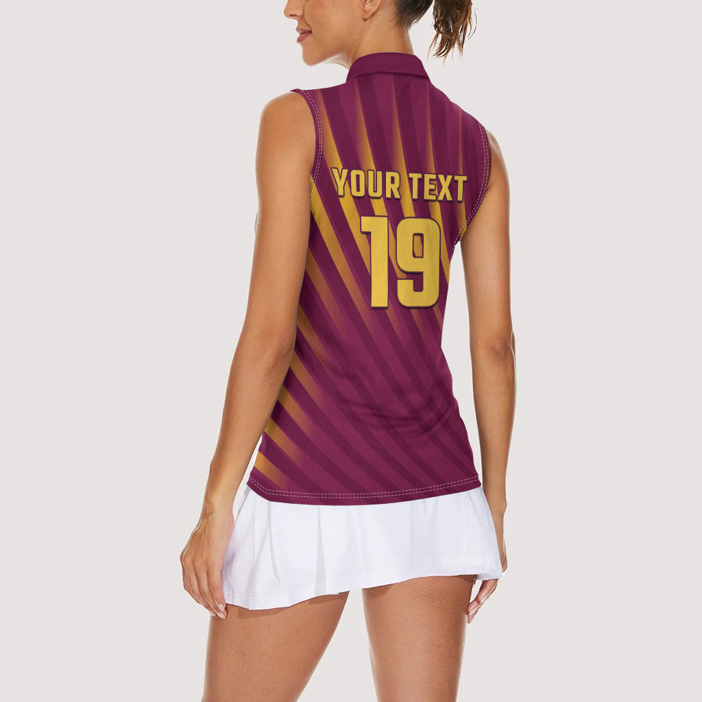 Custom West Indies Cricket Women Sleeveless Polo Shirt Palm Tree Sunburst Glory