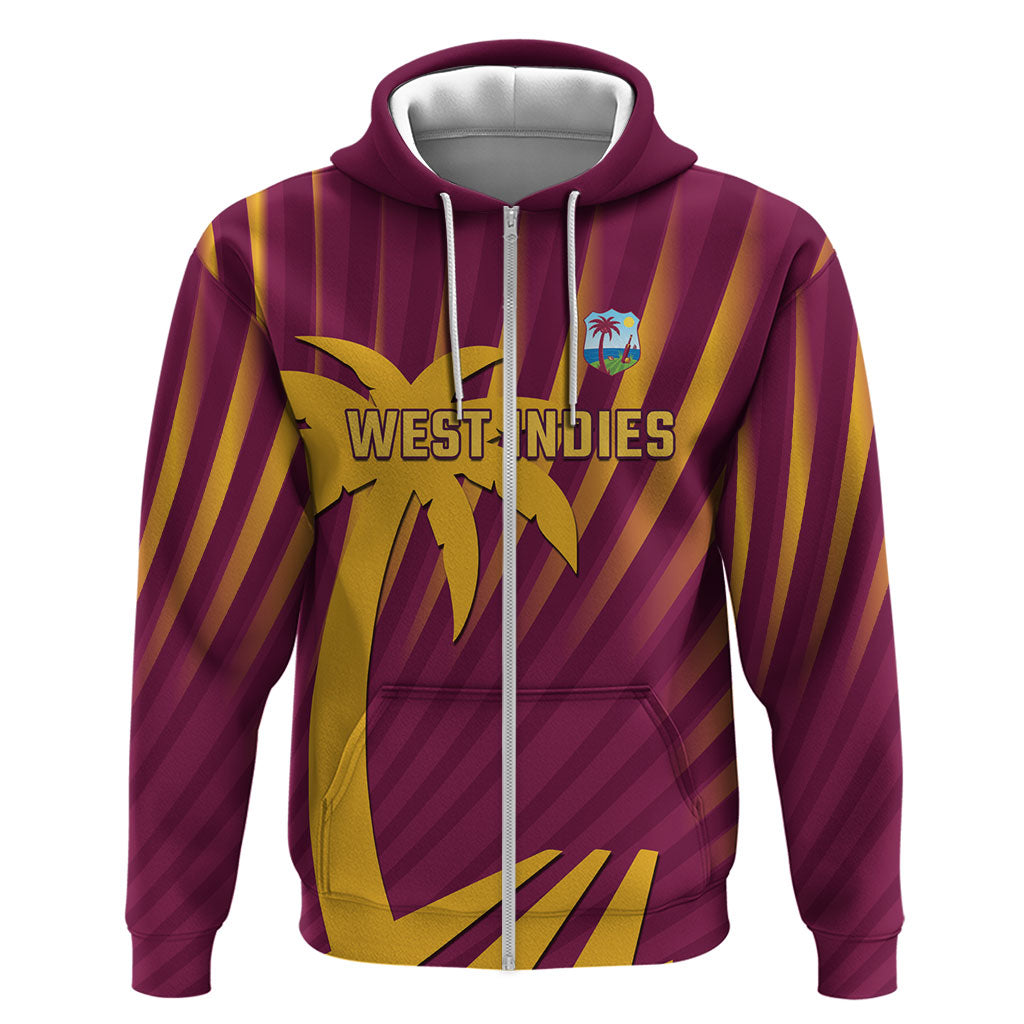 Custom West Indies Cricket Zip Hoodie Palm Tree Sunburst Glory
