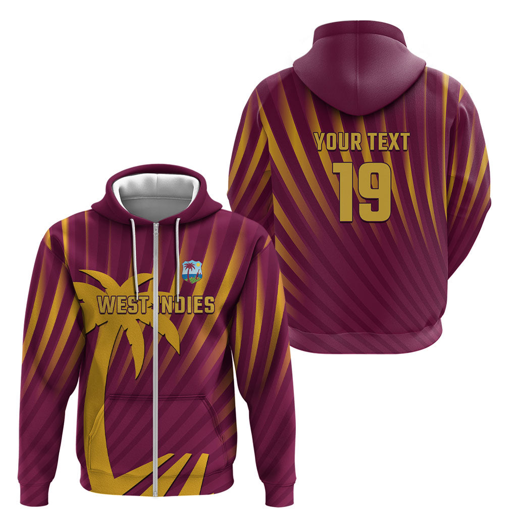 Custom West Indies Cricket Zip Hoodie Palm Tree Sunburst Glory