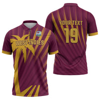 Custom West Indies Cricket Zipper Polo Shirt Palm Tree Sunburst Glory
