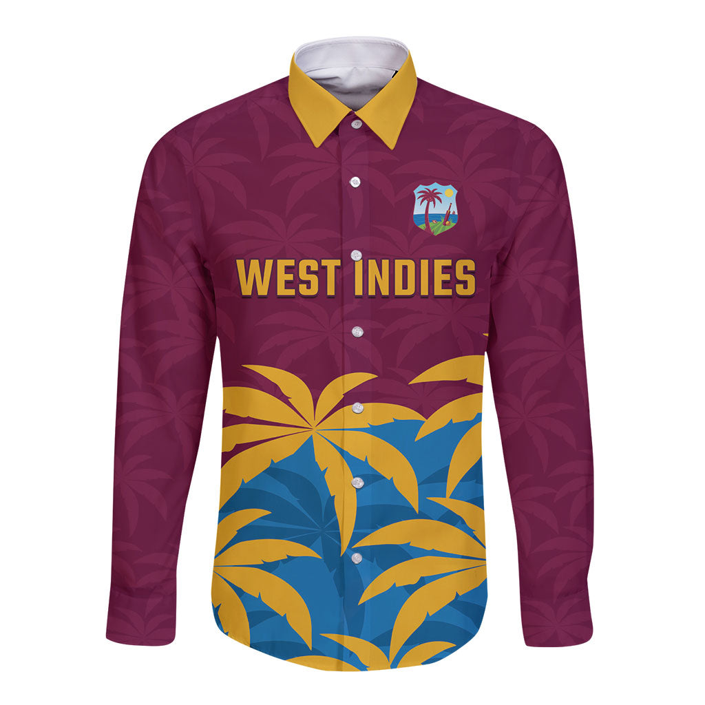 Custom West Indies Cricket Long Sleeve Button Shirt The Maroons Calypso Heritage