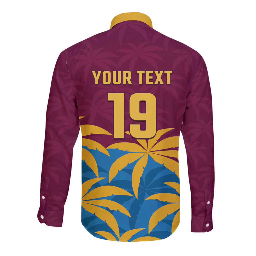 Custom West Indies Cricket Long Sleeve Button Shirt The Maroons Calypso Heritage
