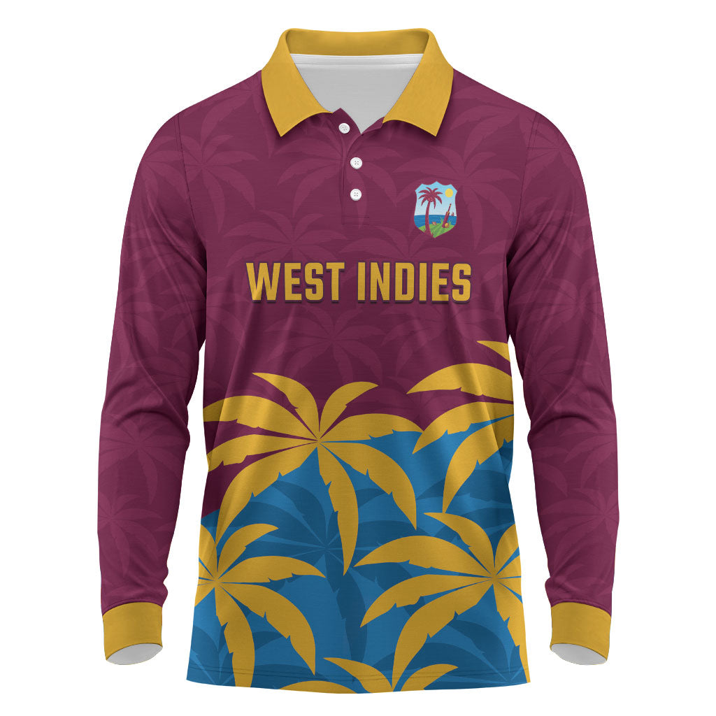 Custom West Indies Cricket Long Sleeve Polo Shirt The Maroons Calypso Heritage