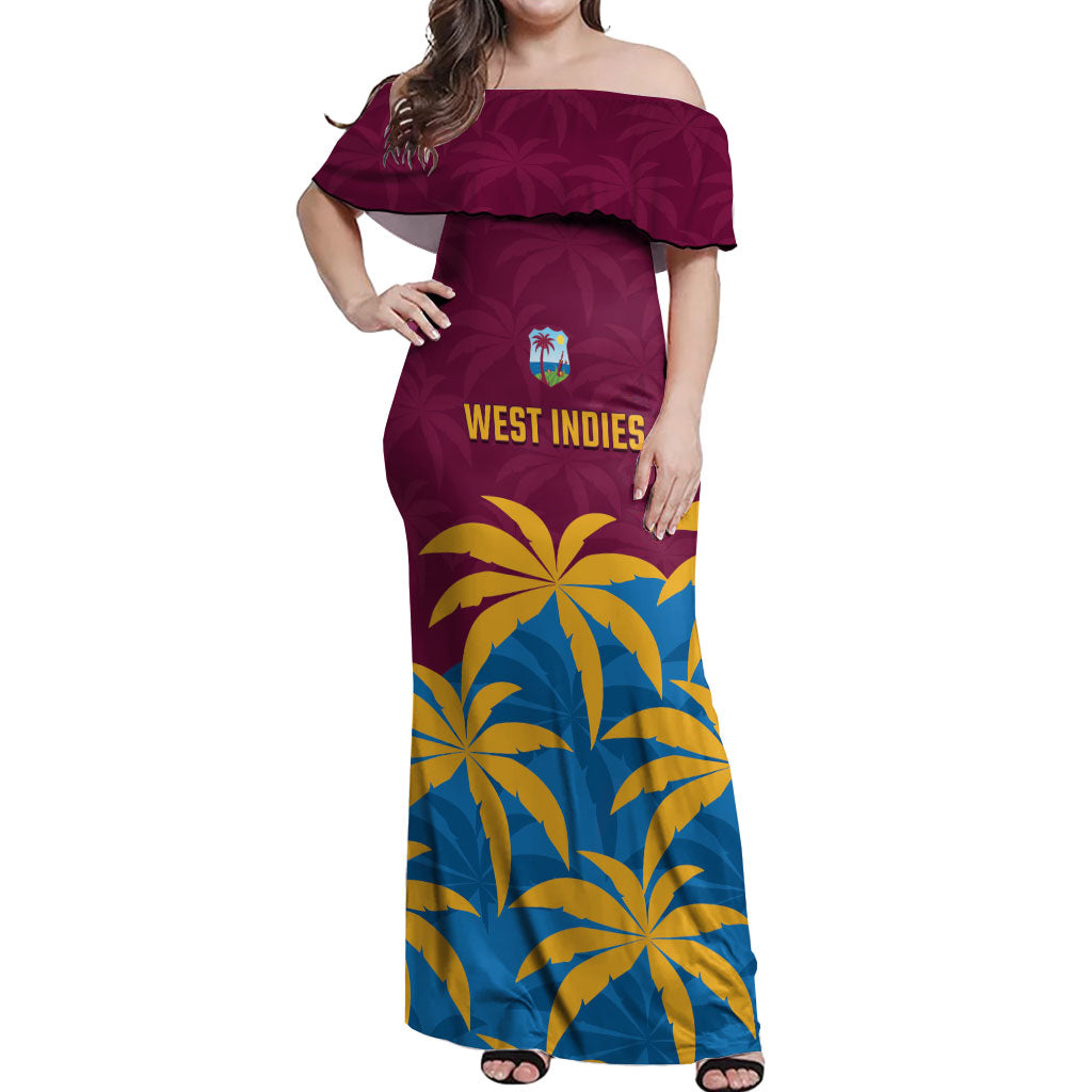 Custom West Indies Cricket Off Shoulder Maxi Dress The Maroons Calypso Heritage