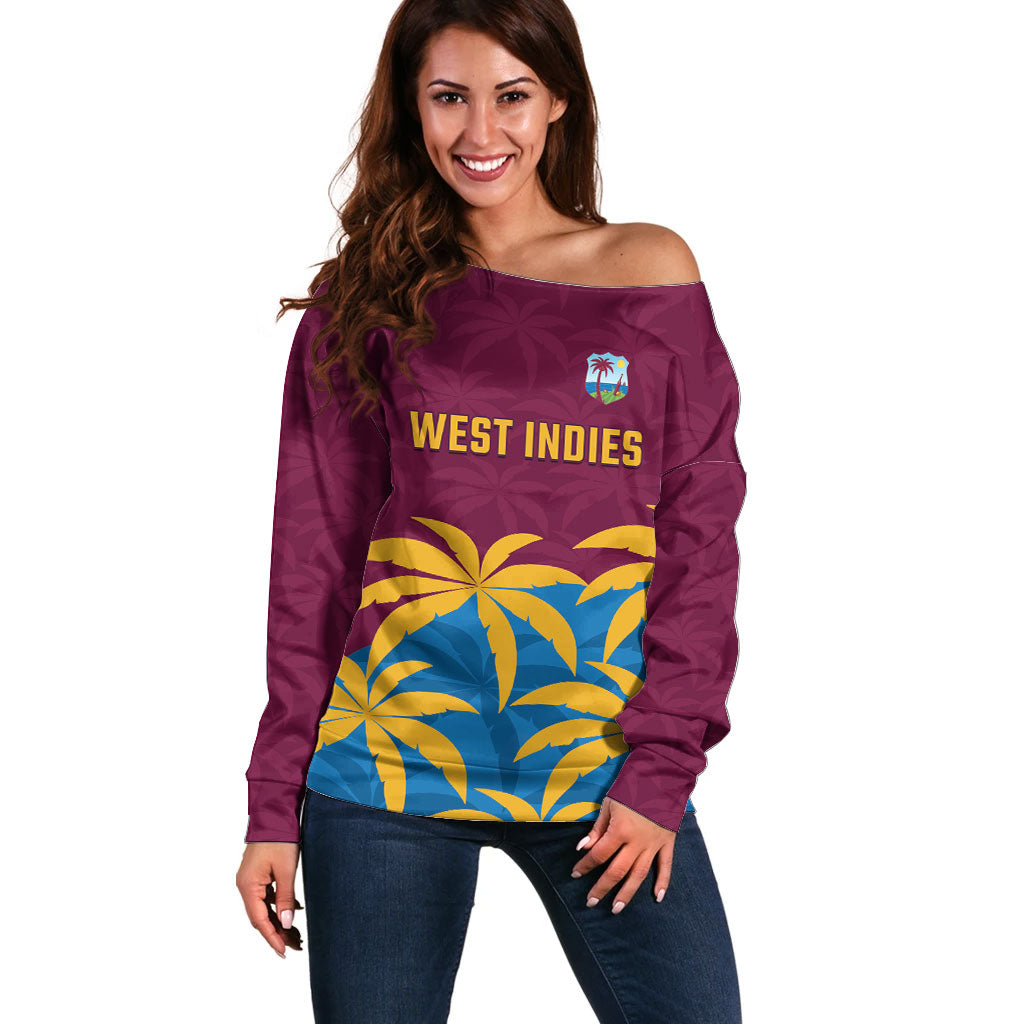 Custom West Indies Cricket Off Shoulder Sweater The Maroons Calypso Heritage