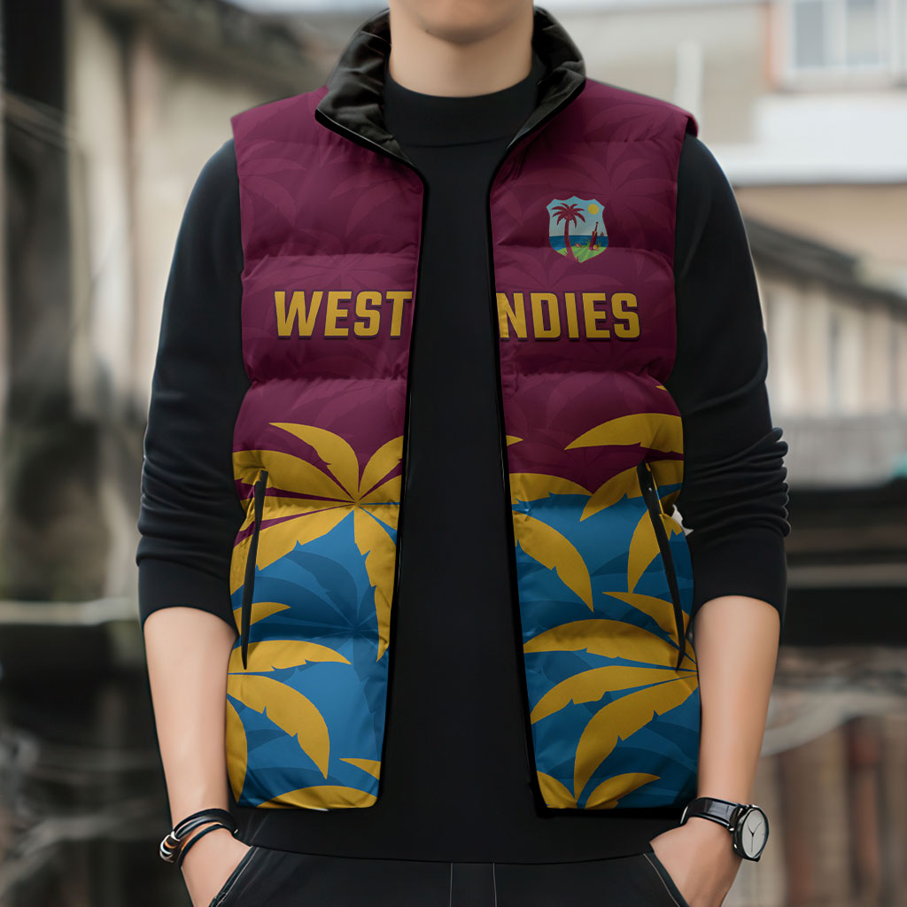 Custom West Indies Cricket Sleeveless Puffer Jacket The Maroons Calypso Heritage