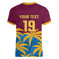 Custom West Indies Cricket Women V-Neck T-Shirt The Maroons Calypso Heritage
