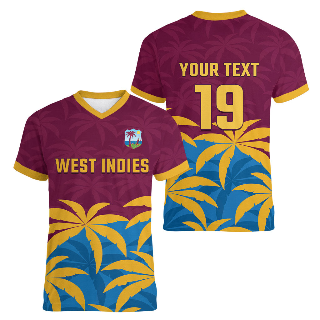Custom West Indies Cricket Women V-Neck T-Shirt The Maroons Calypso Heritage