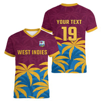 Custom West Indies Cricket Women V-Neck T-Shirt The Maroons Calypso Heritage