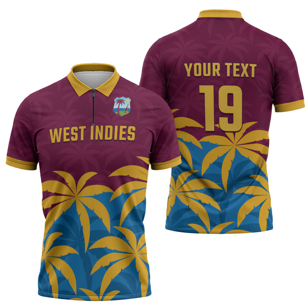 Custom West Indies Cricket Zipper Polo Shirt The Maroons Calypso Heritage