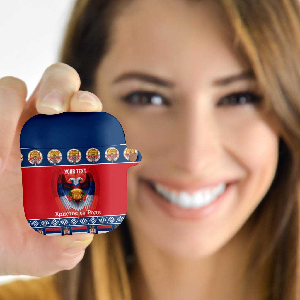 Personalized Serbia Christmas AirPods Case Eagle with Cesnica Christmas Bread - Wonder Print Shop