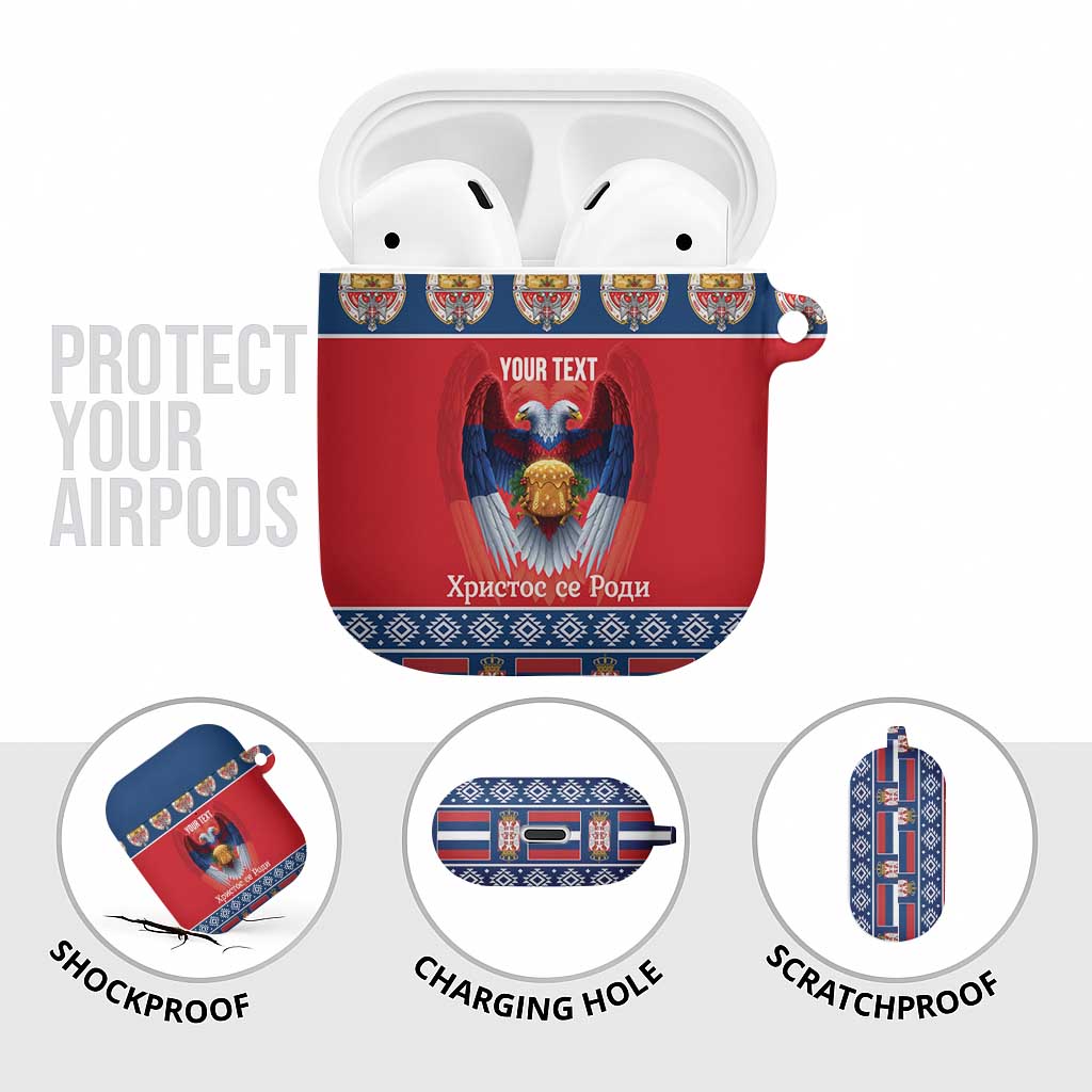 Personalized Serbia Christmas AirPods Case Eagle with Cesnica Christmas Bread - Wonder Print Shop