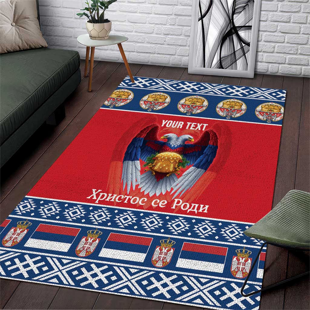 Personalized Serbia Christmas Area Rug Eagle with Cesnica Christmas Bread - Wonder Print Shop