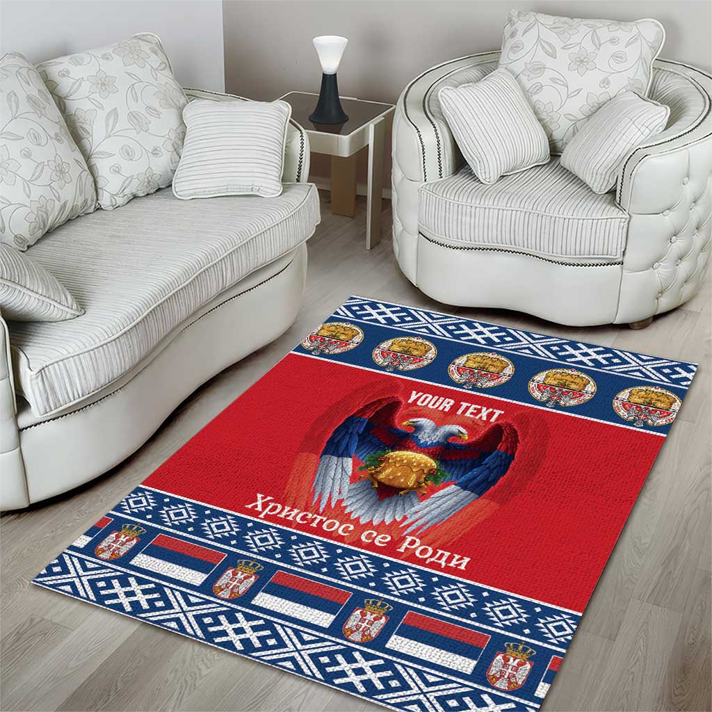 Personalized Serbia Christmas Area Rug Eagle with Cesnica Christmas Bread - Wonder Print Shop