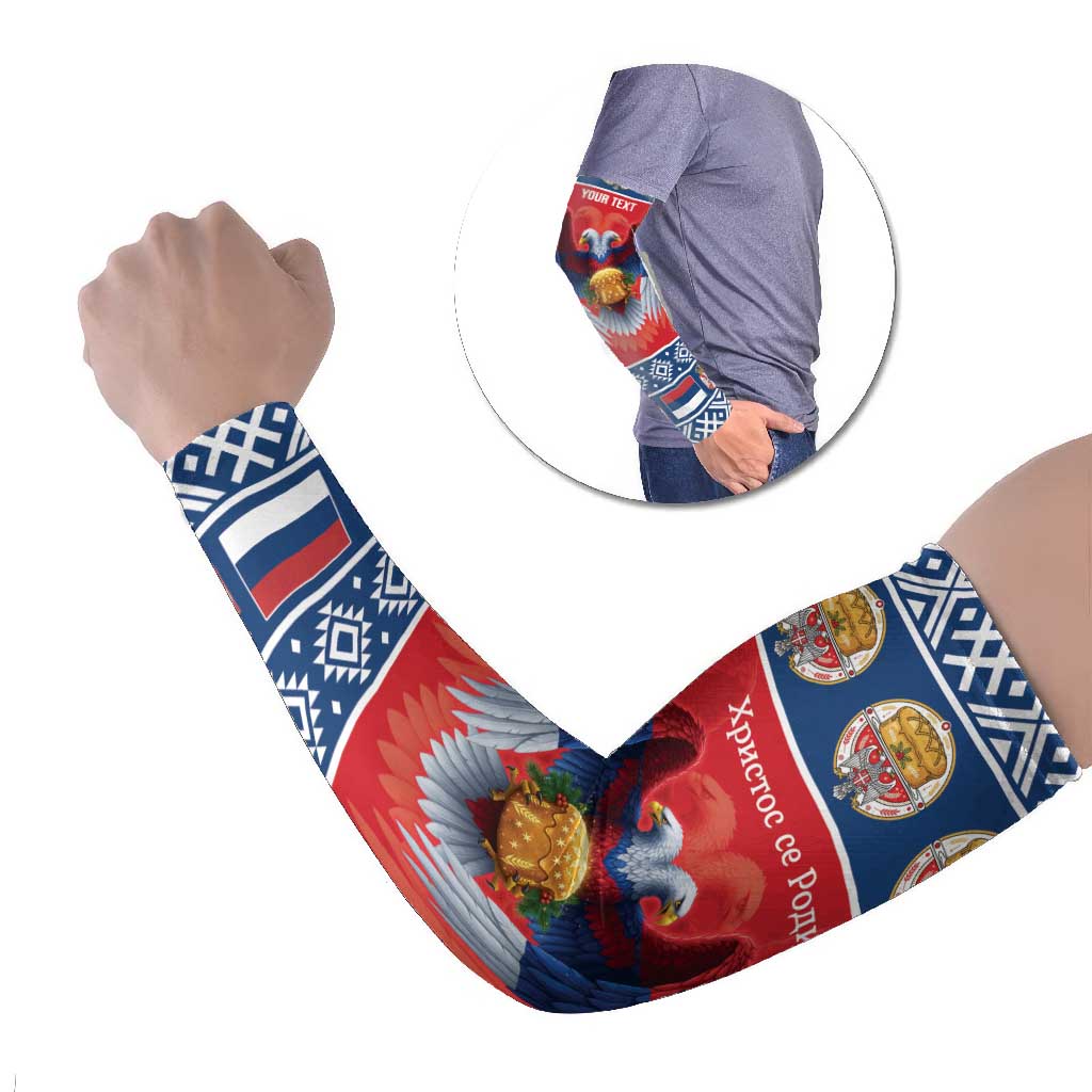 Personalized Serbia Christmas Arm Sleeves Eagle with Cesnica Christmas Bread - Wonder Print Shop