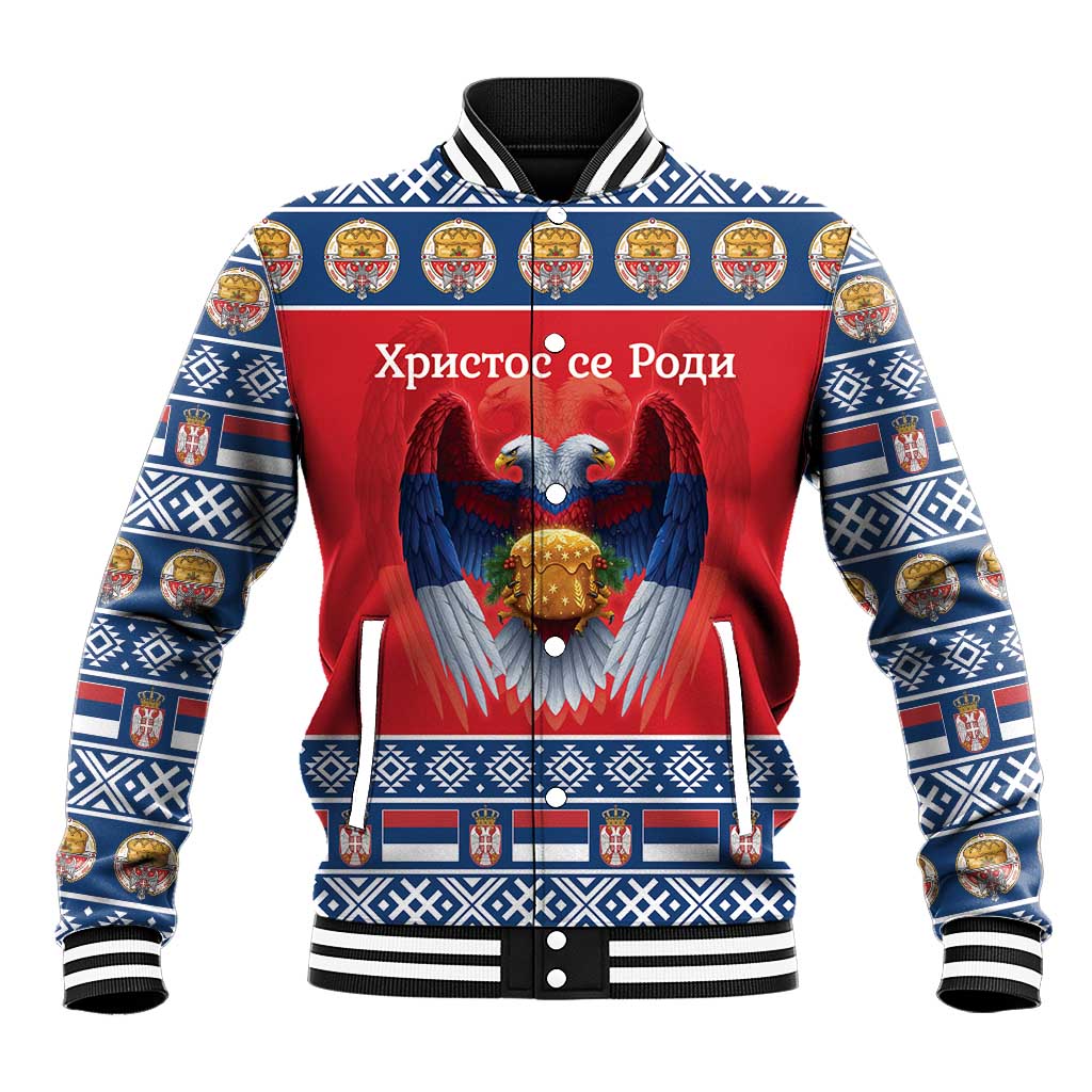 Personalized Serbia Christmas Baseball Jacket Eagle with Cesnica Christmas Bread - Wonder Print Shop