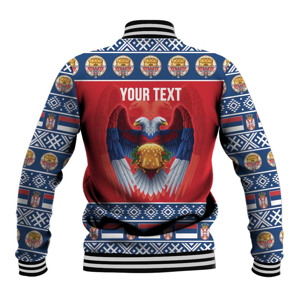 Personalized Serbia Christmas Baseball Jacket Eagle with Cesnica Christmas Bread - Wonder Print Shop
