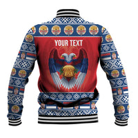 Personalized Serbia Christmas Baseball Jacket Eagle with Cesnica Christmas Bread - Wonder Print Shop