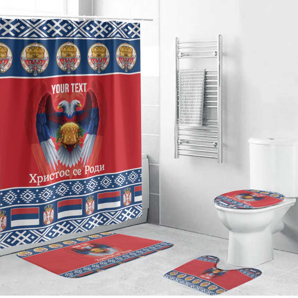 Personalized Serbia Christmas Bathroom Set Eagle with Cesnica Christmas Bread - Wonder Print Shop