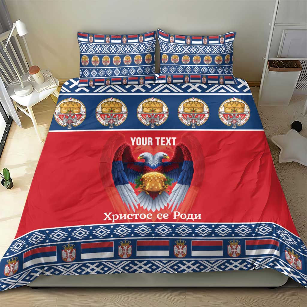 Personalized Serbia Christmas Bedding Set Eagle with Cesnica Christmas Bread - Wonder Print Shop